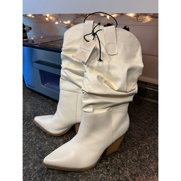 Altar'd State Shoes - New Altar’d State Slouchy Lauren White Cowboy Boots